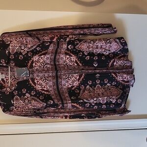 Avenue multi print button front blouse